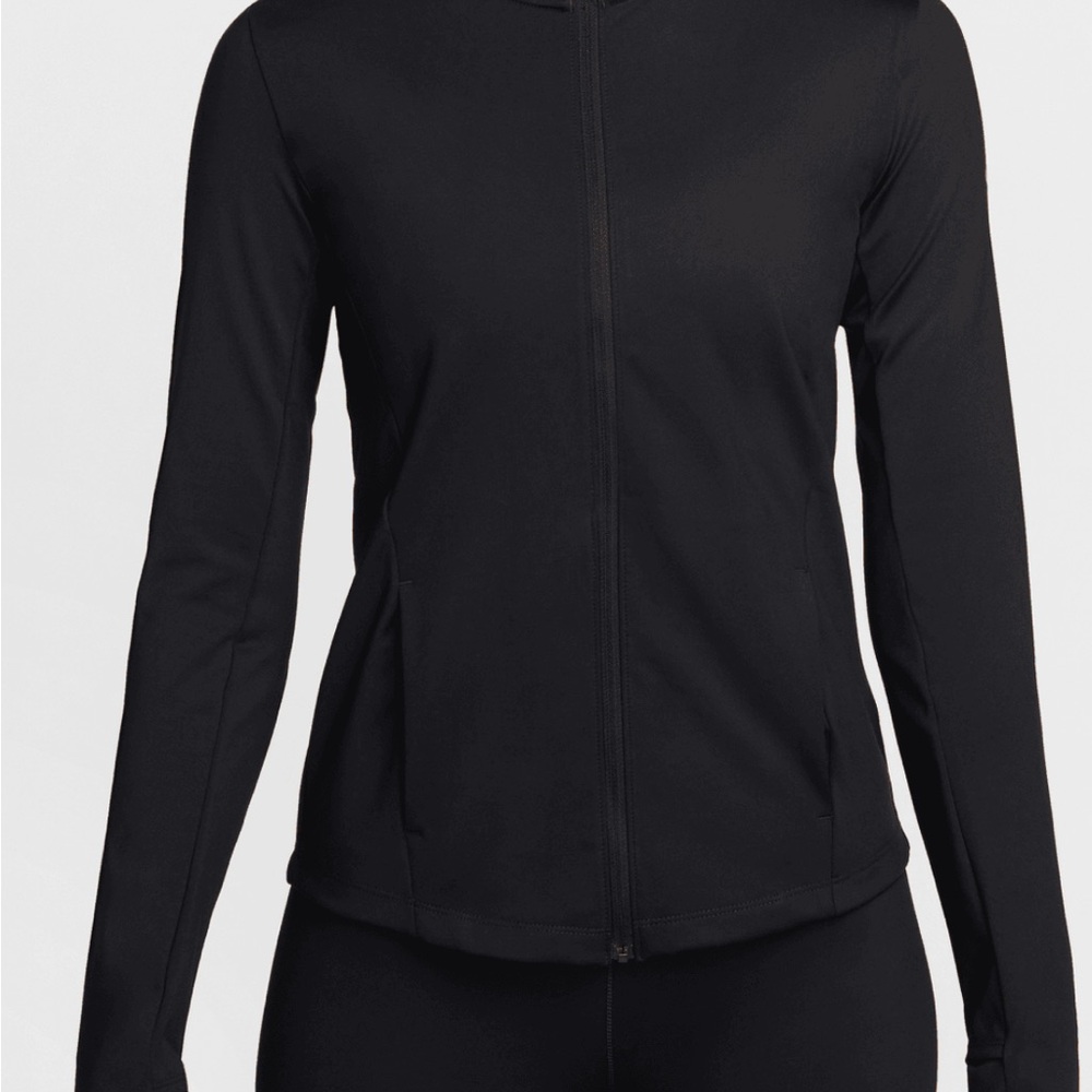 Nike Womens Training Full Zip Jacket Black Thumbholes Mock Neck Medium